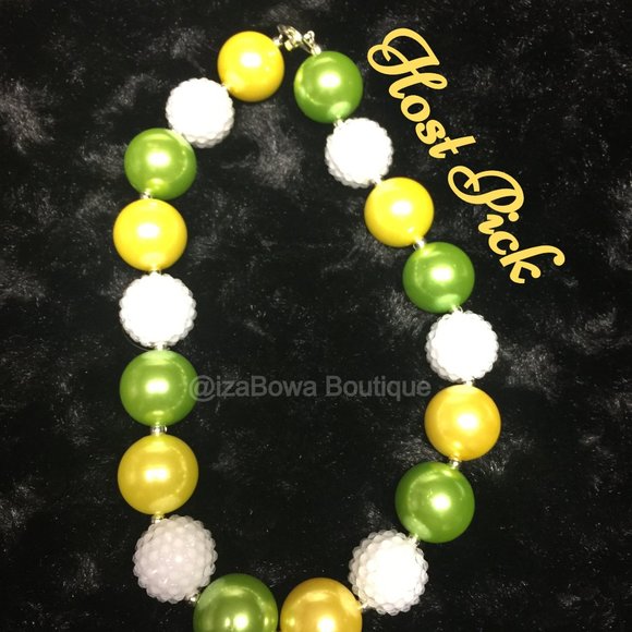 Hand Crafted Other - 💗HOST PICK💗Lime Green, Yellow & White Sparkle Chunky Bead Necklace NK1048
